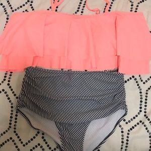 High Waisted, Flounce Top Swimsuit!